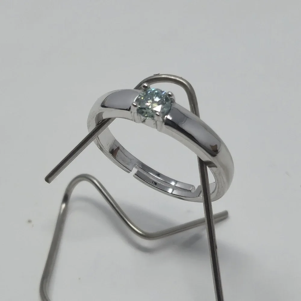New 0.5ct Colored Moissanite Ring Round Brilliant GRA Certified Adjustable 6-12‎